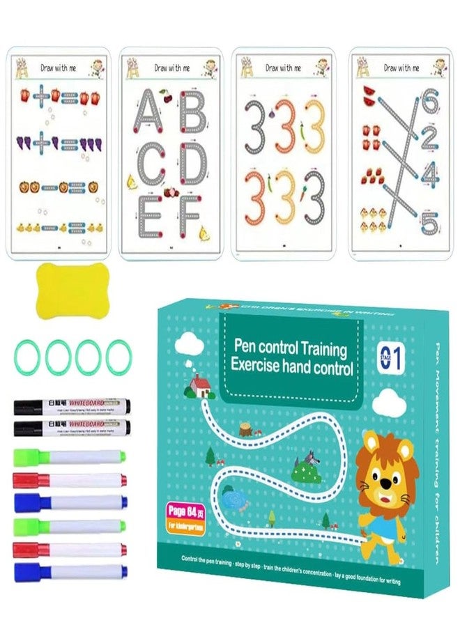 TASMAX Reusable Magic Practice Workbook for Kids magic book for kids 2-5years - Tracing & Drawing Reusable Pen Control Book for Lines, Shapes, Patterns & Numbers Ideal for Early Learning (PACK OF 1) - Image 1